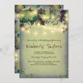 Convite Festa de aniversário de Luzes de Corda de Madeira