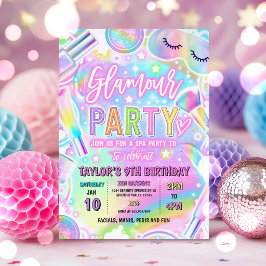 Convite Festa de Aniversário de Maquiagem Spa Glamour Arco