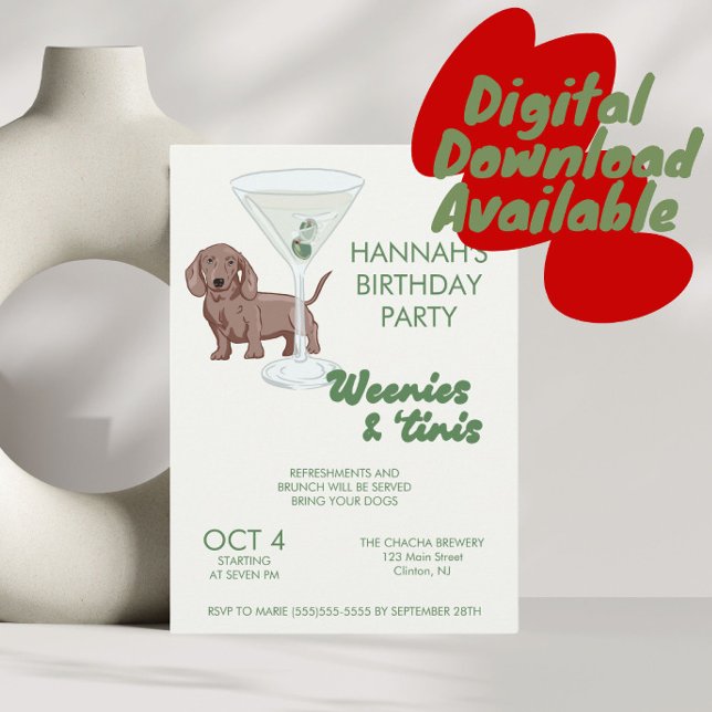 Convite Festa de aniversário de Martini e Weenie (Criador carregado)