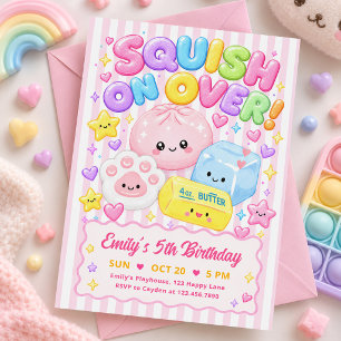Convite Festa de Aniversário de Menina com Kawaii Squishie