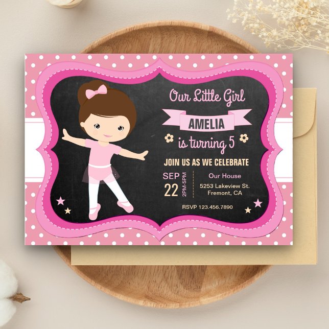 Convite Festa de Aniversário de Menina com Tutu Rosa Fofo (Criador carregado)