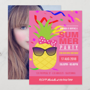Convite Festa de aniversário de menina de verão tropical r