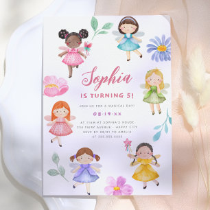 Convite Festa de Aniversário de Menina Floral Aquarela Jar