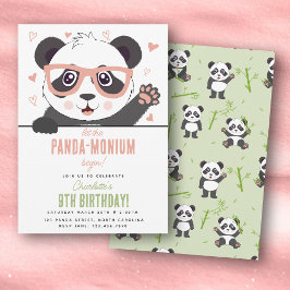 Convite Festa de Aniversário de Menina Kawaii Urso Panda F