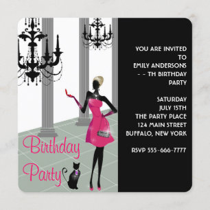 Convite Festa de Aniversário de Menina Mulher Qualquer Ida