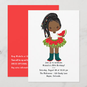 Convite Festa de Aniversário de Menina Negra Americana com