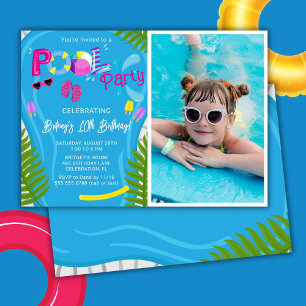 Convite Festa de Aniversário de Menina no Pool de Verão