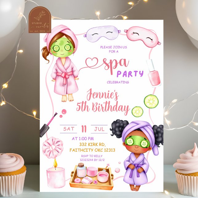 Convite Festa de Aniversário de Menina no Spa Fofa  (Criador carregado)