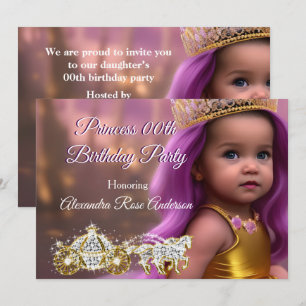 Convite Festa de Aniversário de Menina Princesa Carruagem 