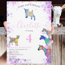 Festa de Aniversário de Meninas Aquarela de Cabras