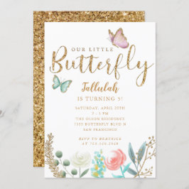 Convite Festa de aniversario de meninas borboleta