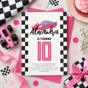Convite Festa de Aniversário de Meninas com Carro de Corri