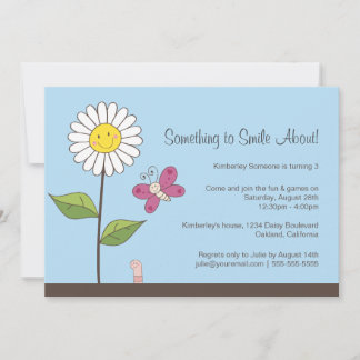 Convite Festa de aniversario de meninas Daisy & Butterfly