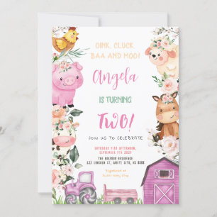 Convite Festa de aniversário de Meninas de Animais de Faze
