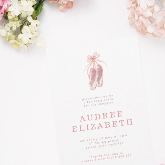 Convite Festa de aniversario de meninas de Ballerina Rosa  (Criador carregado)