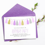 Convite Festa de aniversario de meninas de Garland Lavanda<br><div class="desc">Trendy and chic design apresenta um design popular de tassel garlands perfeito para qualquer festa de aniversário, quinceanera, doce dezesseis, etc. NOTA: Não é usada nenhuma falha nesses convites, os convites serão impressão como uma bela foto de brilho. Visite nossa loja para papelaria e material de festa. Procurando uma cor...</div>