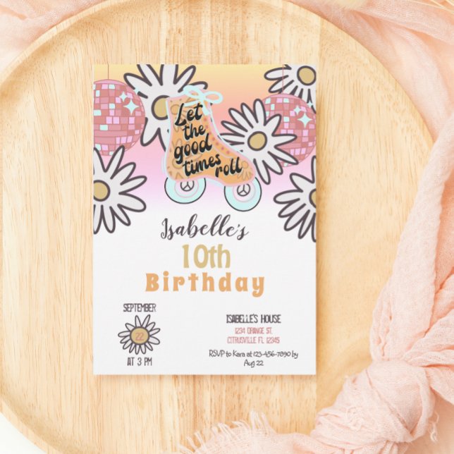 Convite Festa de aniversario de meninas de Pista de Disco (Criador carregado)