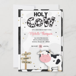 Convite Festa de aniversario de meninas de vaca sagrada