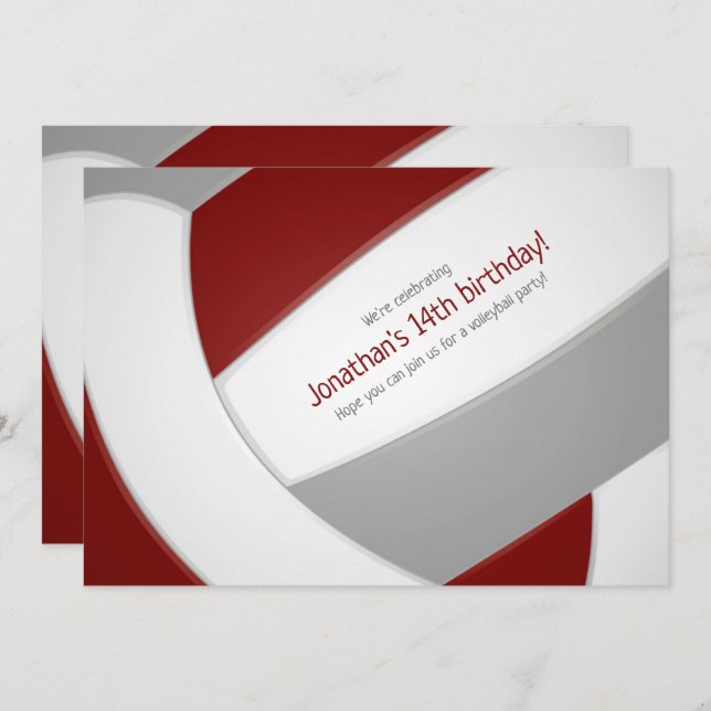 Convite festa de aniversario de meninas de vôlei da cinza  (Frente/Verso)