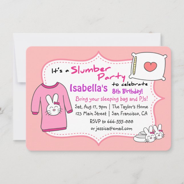 Convite Festa de aniversário de Meninas Desmoronadas, Slee (Frente)