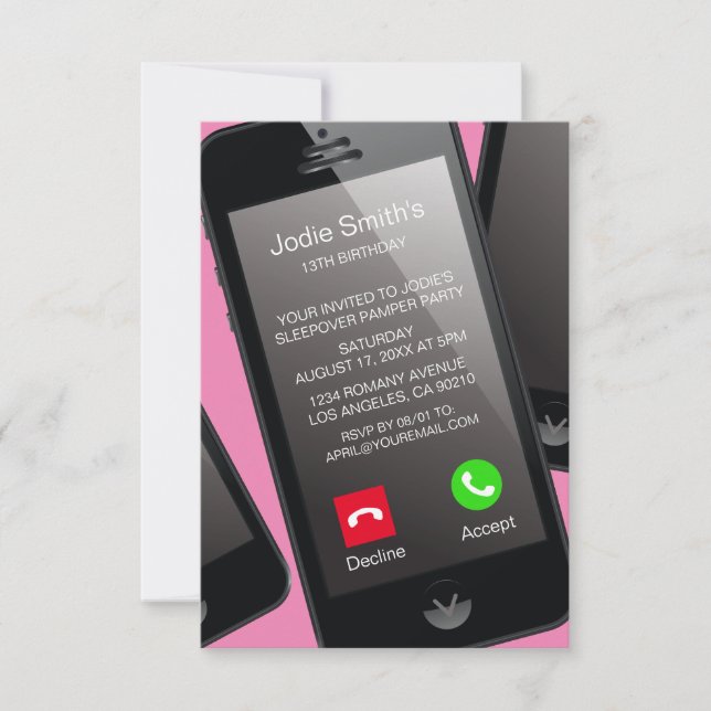 Convite Festa de aniversario de meninas do adolescente Tre (Frente)