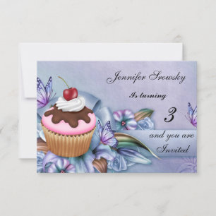 Convite Festa de aniversario de meninas do cupcake