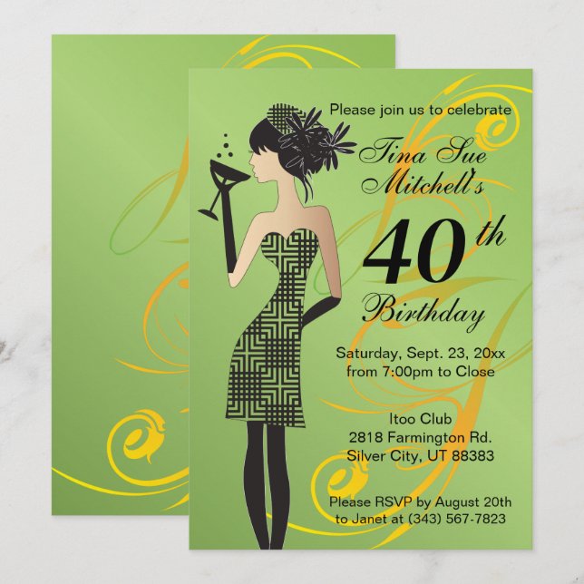 Convite Festa de Aniversário de Meninas | Idade DIY (Frente/Verso)