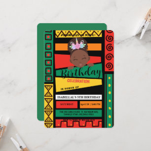 Convite Festa de aniversario de meninas moderna afro-ameri