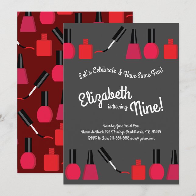 Convite Festa de aniversario de meninas para crianças polo (Frente/Verso)