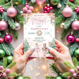 Convite Festa de aniversario de meninas rosa de quebra-cab