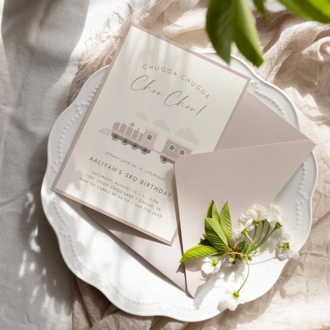 Convite Festa de aniversario de meninas rosa do comboio Ch (This design is available for print and digital download!)