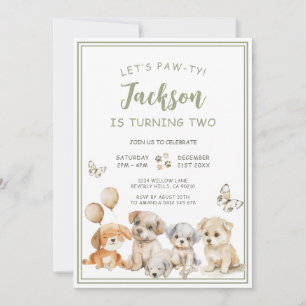 Convite Festa de Aniversário de Menino Cachorrinho Fofo Ve