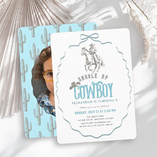 Convite Festa de Aniversário de Menino Caubói Ocidental Az