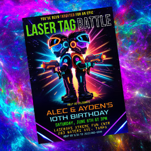Convite Festa de Aniversário de Menino com Laser Tag
