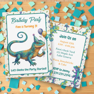 Convite Festa de Aniversário de Menino com Tema de Lagarto