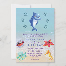 Convite Festa de Aniversário de Menino na Piscina com Tuba
