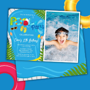 Convite Festa de Aniversário de Menino no Pool de Verão