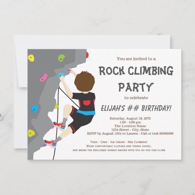 Convite Festa de Aniversário de Meninos de Escalada em Roc (Frente)