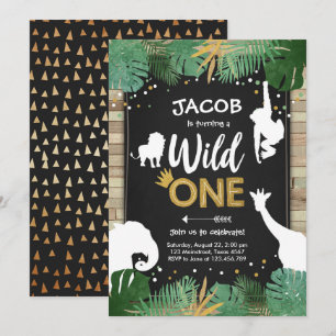 Convite Festa de aniversário de Meninos Dourados Safari S