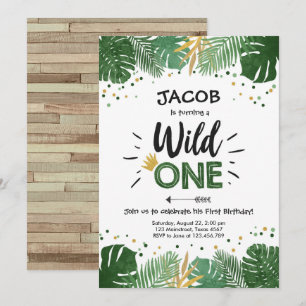 Convite Festa de aniversário de Meninos Dourados Safari S