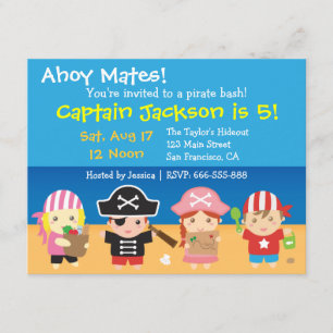 Convite Festa de Aniversário de Meninos e Meninas Piratas