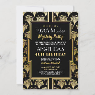 Convite Festa de Aniversário de Mistério de Assassinato do