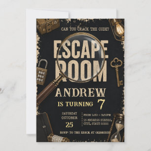 Convite Festa de aniversário de Mistério de Escape Room pe