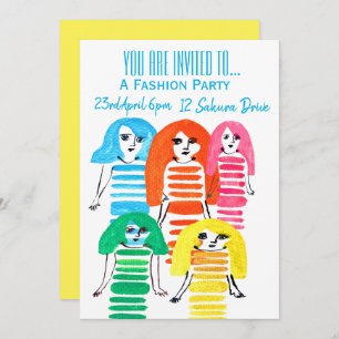 Convite festa de aniversário de moda adolescente moça