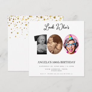 Convite festa de aniversário de Montagem de Fotos com 100 