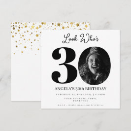 Convite festa de aniversário de Montagem de Fotos com 30 a