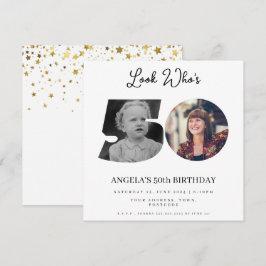 Convite festa de aniversário de Montagem de Fotos com 50 a