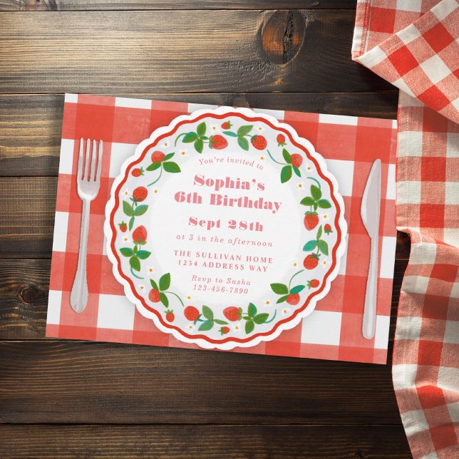 Convite Festa de aniversário de morango doce (Criador carregado)