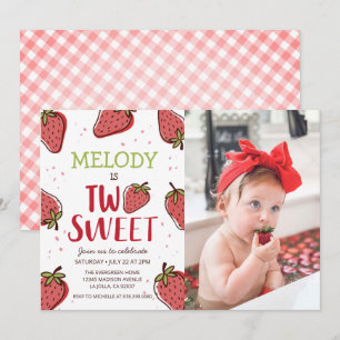 Convite Festa de aniversário De Morango ・ Dois Doce Convit