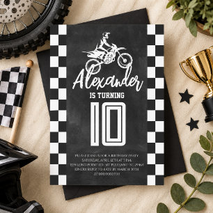 Convite Festa de Aniversário de Moto de Trilha com Quadro